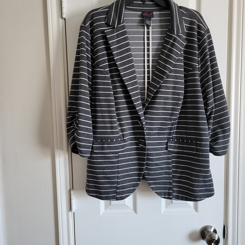 Torrid Gray Striped Blazer